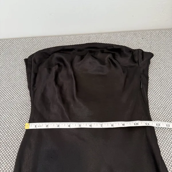 Meshki Strapless Black Satin Midi Dress Size XS - Image 9