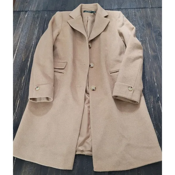 Lauren Ralph Lauren Camel Wool Blend Reefer Coat Women's Size 4 Small - Image 3