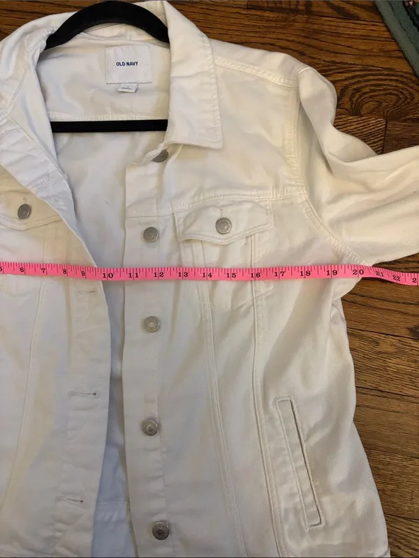 Old Navy Off-White Cream Denim Jean Jacket Size Large L Button Front Trucker - Image 5