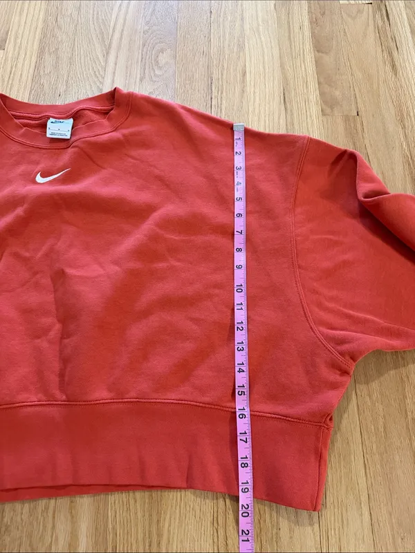 Nike Sportswear Red Orange Oversized Crewneck Sweatshirt Sz M - Image 4