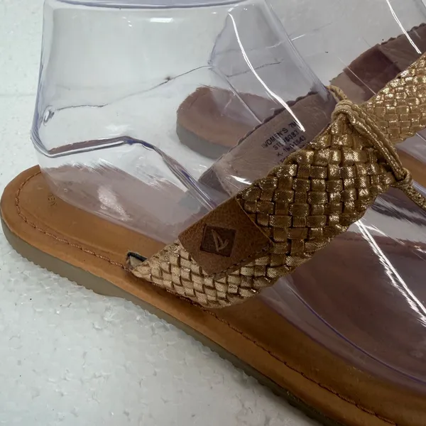 Sperry Gold Braided Thong Sandals Flats Women's 7 Brown Leather STS98083 - Image 2