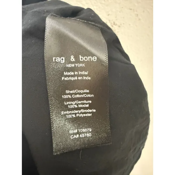 Rag & Bone Black Embroidered Cotton Shorts Elastic Waist Scallop Trim Small - Image 6