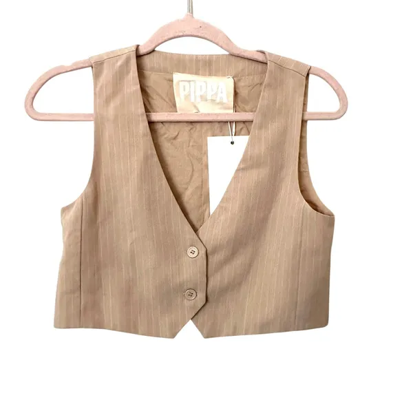 PIPPA‎ THE LABEL Pinstriped Wide Leg Pant Vest Set NWT Small - Image 4