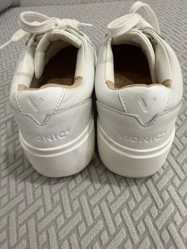 Vionic Womens Kearny Lace Up Casual & Fashion White Leather Sneakers Size 7.5 - Image 4