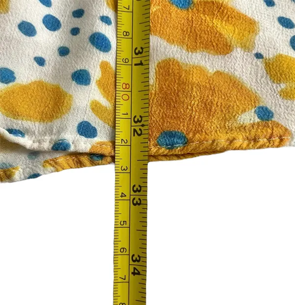 Vera for Anthropologie Sz XS Buttercup Mini Dress Floral Yellow Blue Buttons - Image 15