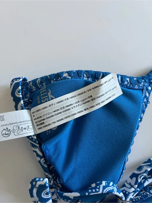 {Hollister} Brand New Blue Embroidered Stitch Triangle Bikini Top - Image 7