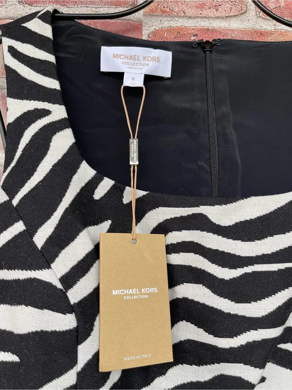 NWT Designer Michael Kors Zebra Wool Dress 8 Mob Wife Chic - Image 7