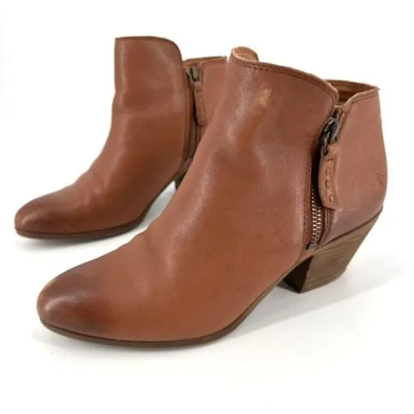Frye Judith Zip Ankle Bootie Whiskey Cognac Brown‎ Size 7 Double zipper boot - Image 2