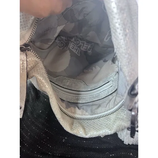 Suri‎ Frey Crossbody Shoulder Hobo Bag Purse Silver Vegan Tassel EUC - Image 10