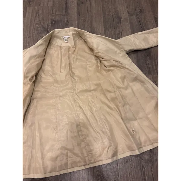 Kenneth Cole New‎ York Womens Beige Trench Coat Belted Double Breasted Size S - Image 8