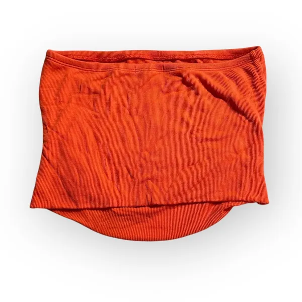 LNA Clothing Tube Top Women's Small Orange Ruched Side Rounded Hem Ribbed NWOT - Image 3