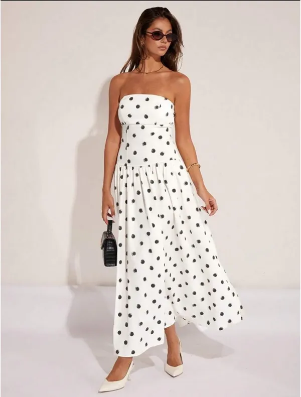 White polka dot maxi dress - Image 2