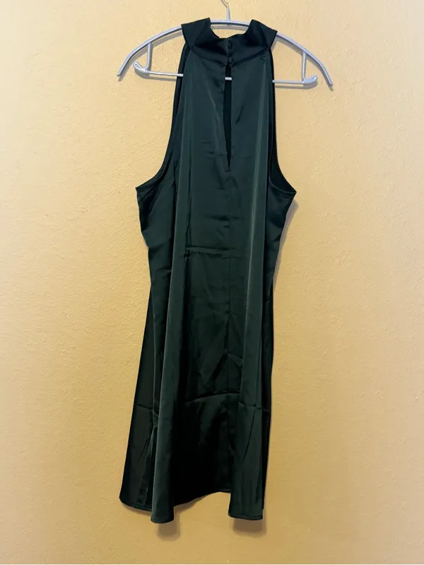 Banana Republic‎ Satin Halter Knee-Length Dress Dark Green Size Large NWT - Image 4