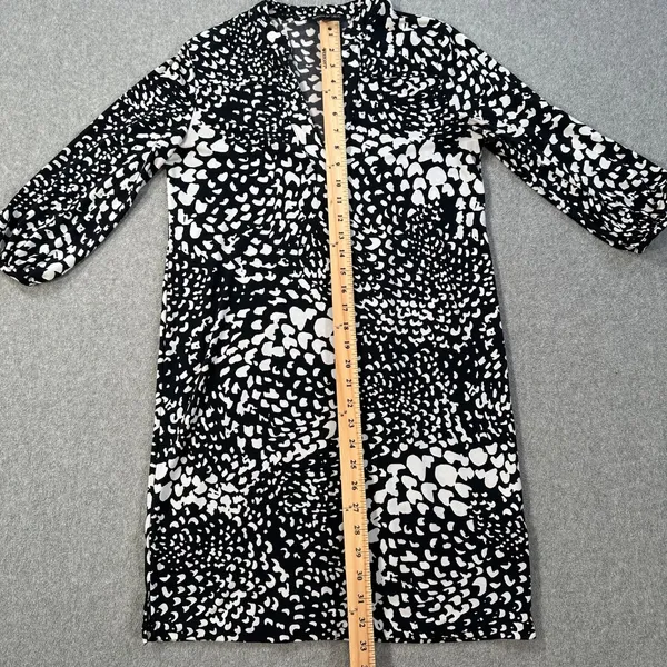 Banana Republic Shift Dress Black White Womens X-Small V-Neck 3/4 Balloon Sleeve - Image 6