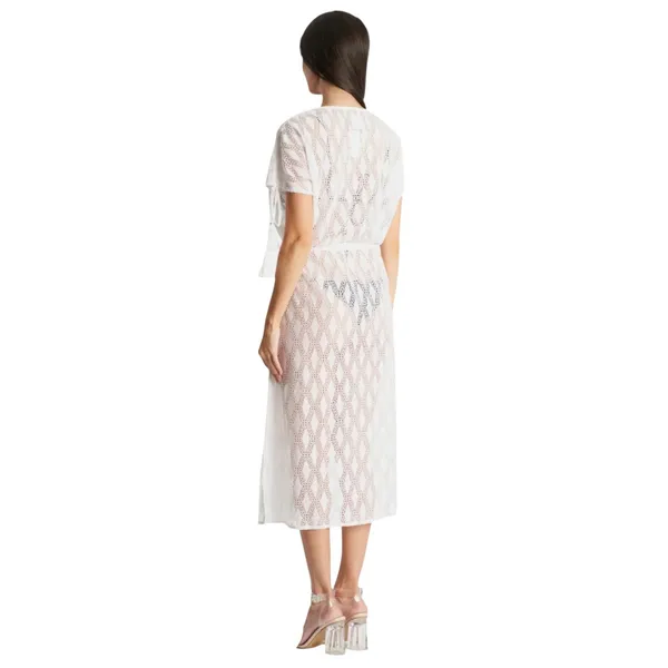True Colour La Moda White Crochet Lace Maxi Swim Cover Up Embellished NEW‎ - Image 3