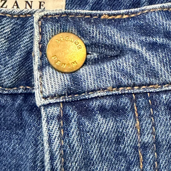 Sezane‎ Denim Shorts Medium Wash Organic Cotton Cuffed High Rise Size 38 US 6 - Image 3