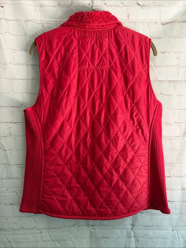 L.L. Bean Quilted Sherpa-Trim Vest in Pink Woman’s size Large - Image 3