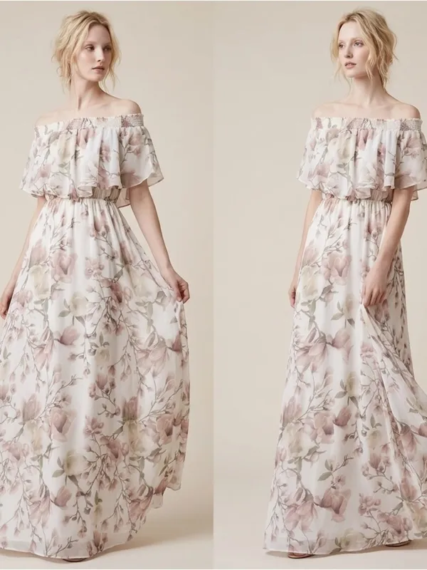 NWT SHOW ME YOUR MUMU Floral Maxi Dress SMALL Hacienda in Ivory Crisp - Image 2