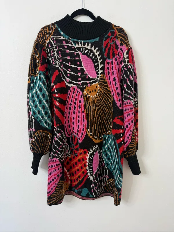 {L} Farm Rio Shell Jewel Tone Sweater Dress - Image 2