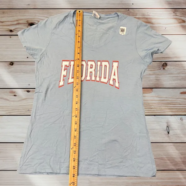 NEW Florida Graphic T-Shirt Womens S Blue V-Neck Short Sleeve‎ Casual Top Tee - Image 6