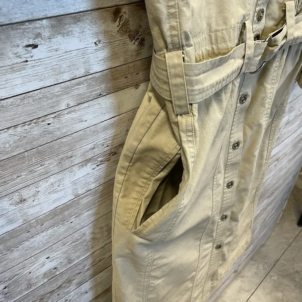 Vintage Together‎ Clothing Co Womens 10M Dress 1980s Cotton Safari Khaki Belt - Image 4