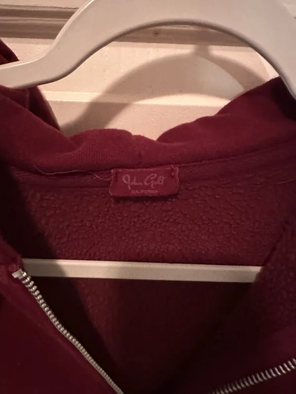 Brandy Melville Maroon Zip-Up Hoodie - Image 3