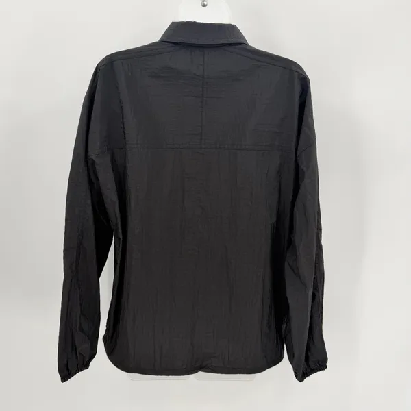 Athleta Shirt Women S Black Lunar Sheen Overshirt Drawstring Snap Gorpcore Nylon - Image 3