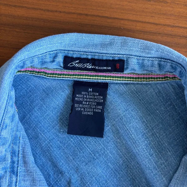90s Vintage Bill Blass Denim Top M Button Front Western Cottage Coastal Grandma - Image 3