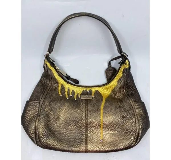 Cole Haan Leather Crossbody Brown Gold Customized - Image 2