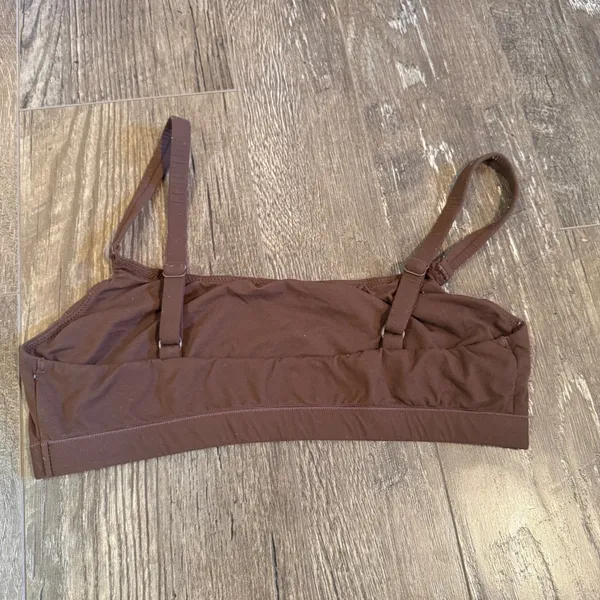 Skims Wear Everywhere Scoop Bralette Brown Loungewear Unpadded Comfy Sleep Bra - Image 3