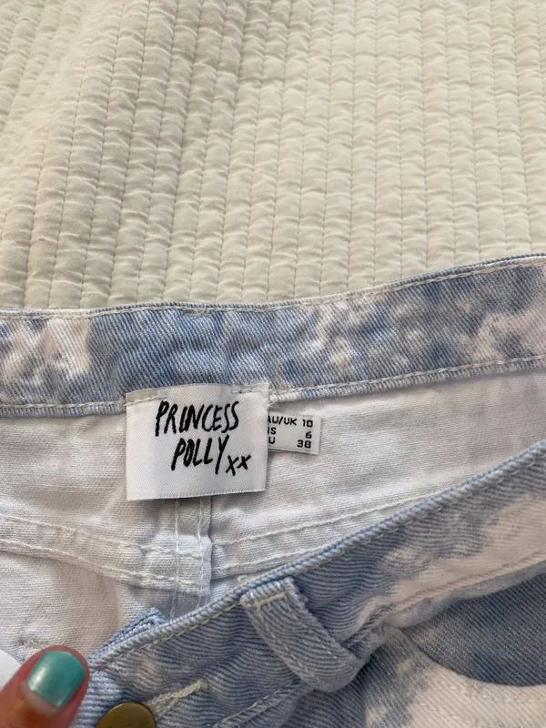 light blue and white cloud Princess Polly denim skirt - Image 3