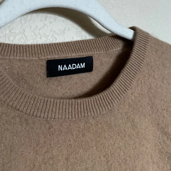 Naadam‎ cashmere crewneck sweater size small tan - Image 4