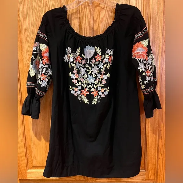Free People Fleur‎ Du Jour Floral Embroidered Off-the-Shoulder Mini Dress Small - Image 14