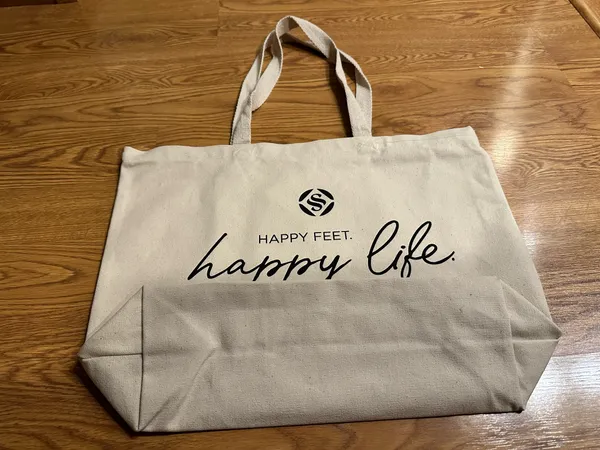 Happy Feet Happy Life Tote Bag Canvas never used Durable Great For Groceries Etc - Image 4