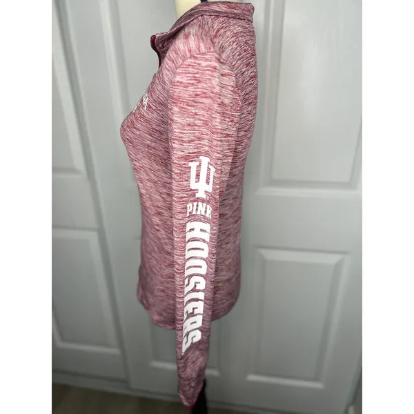 PINK Victoria's Secret Indiana University Quarter Zip XS Red Space Dye Pullover - Image 2