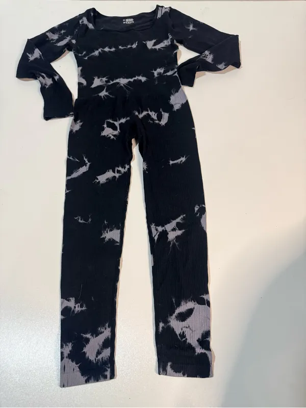 Women's Black Tie-Dye Long-Sleeve Jumpsuit - Image 4