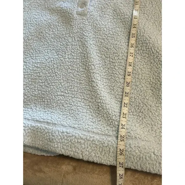 Aerie Sherpa Pullover Size Medium Fleece Pale Blue Warm Mock Neck - Image 5