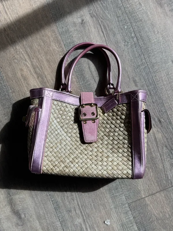 Coach Vintage 2004 Pink Straw Tote Bag - Style 4419 - Image 11