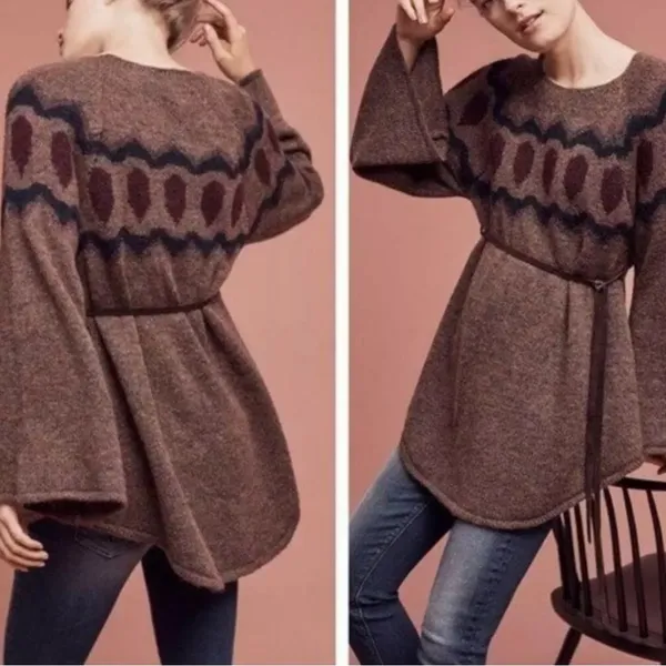 ANTHROPOLOGIE Mohair Wool Blend Sleeping On Snow Sweater-Tunic Women S Boho NWT - Image 15