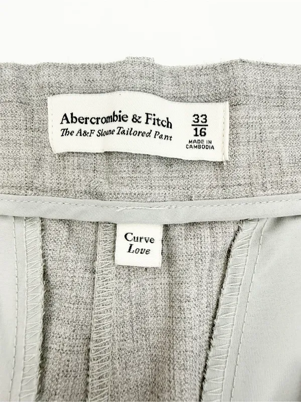 Abercrombie & Fitch Curve Love A&F Sloane Tailored Wide Leg Pant Grey Heather - Image 11