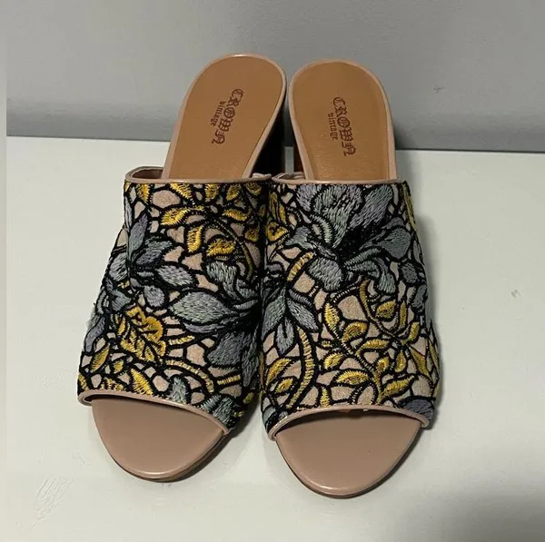 CROMA bintage LARA Yellow and Gray Floral Mules - Image 2
