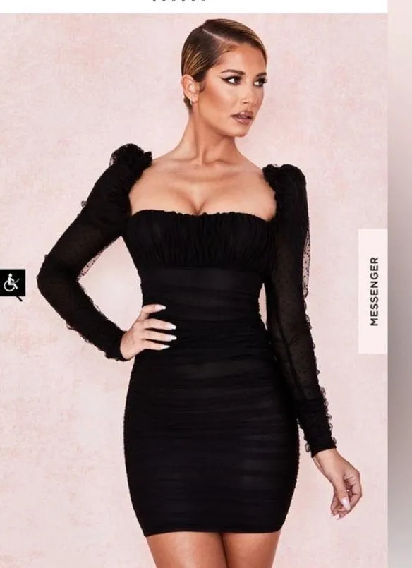 House of CB Elegant Black Long Sleeve Mini Dress - Image 2