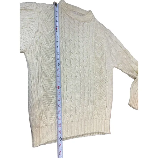 Ivory Knit Sweater Women’s Small Cream Aran Style Old Money Preppy - Image 6