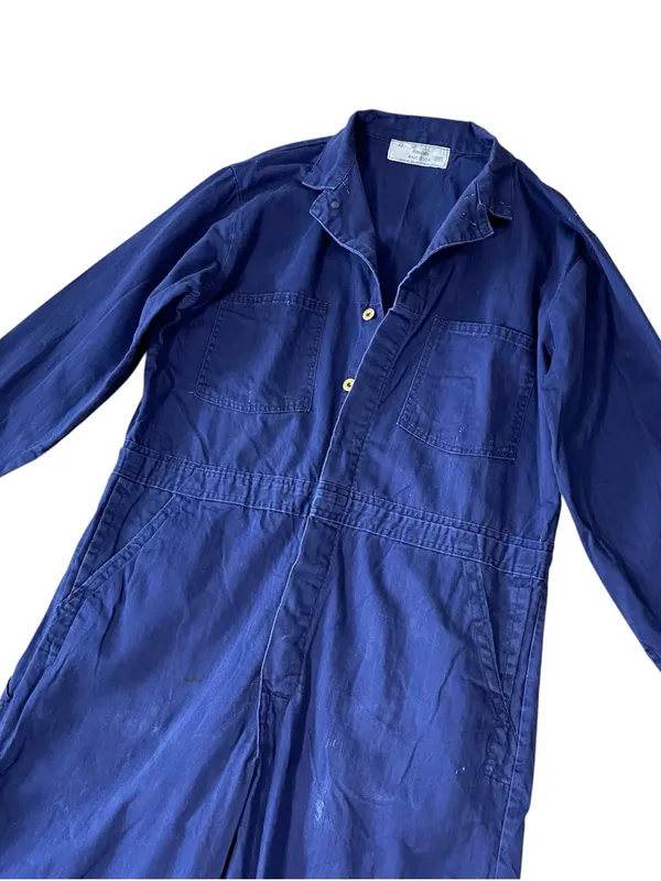 VINTAGE UNIVERSAL OVERALL Utility Jumpsuit Blue Size 1X - Image 3