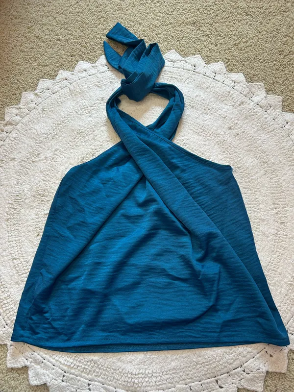 Satin Halter Top Blue - Image 2
