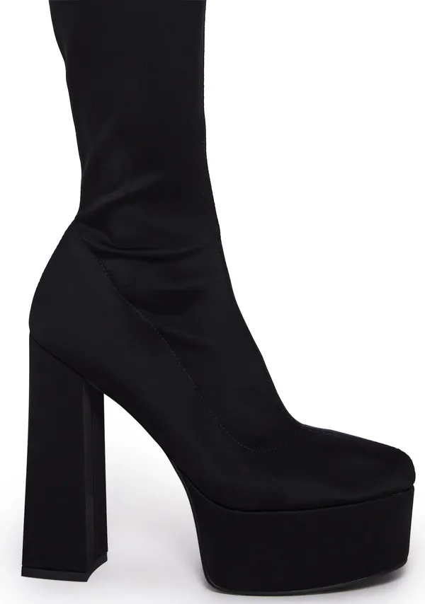 Dolls Kill Black Thigh-High Boots - Image 4