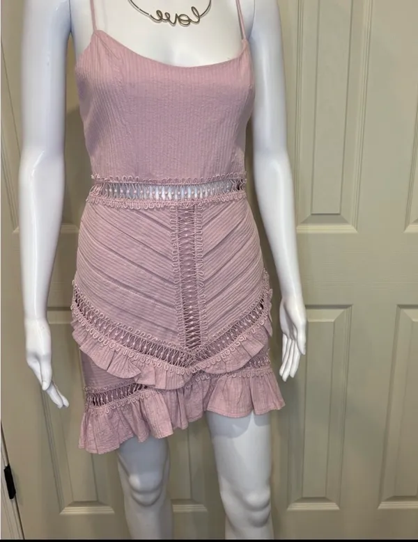 Selfie Leslie Women S This Way Pintuck Ruffle Mini Dress NWT - Image 2