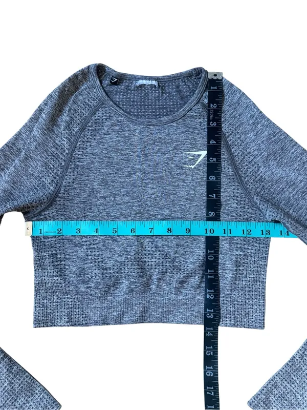 Gymshark Women Vital Crop Top Size Small Grey Seamless Long Sleeve Athletic - Image 4