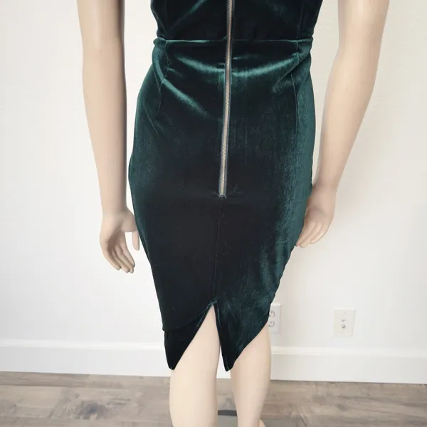 [Bardot] Emerald Green Velvet Off The Shoulder Bella Sheath Midi Dress Small 6 - Image 7