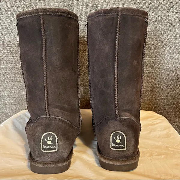 BearPaw Women’s Elle Tall Classic‎ Brown Suede Boots Sz 11 Winter Preppy Comfort - Image 6